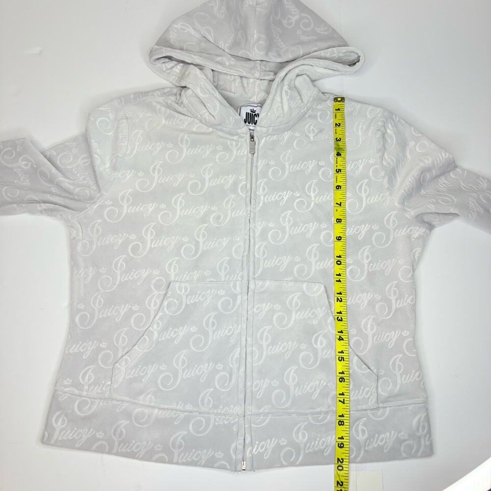 Juicy Couture Full Zip Grey Velour Jacket All Over Juicy&Crown Logo Y2K SzM - Picture 5 of 14